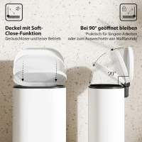 HOMCOM Mülleimer 12L Treteimer Abfalleimer mit Deckel, Fußpedal, Inneneimer, Soft-Close-Funktion, 30 x 25,5 x 37,5 cm, Weiß(m-5)