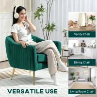 HOMCOM Velvet-Feel Shell Back Accent Chair - Green(m-7)