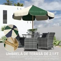 Outsunny Umbrelă de Grădină cu Protecție Solară, Verde Închis și Crem(m-4)