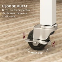 HOMCOM Masă Pliabil a 2 Extensii Con Roți In Truciolato E Oțel Stejar(m-5)