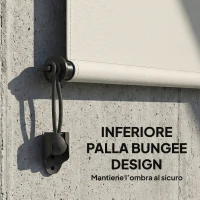 Outsunny Tenda a Rullo Avvolgibile in Poliestere Anti-UV con Cassetta in Alluminio e Manovella, 250x160 cm, Bianco Crema(m-8)