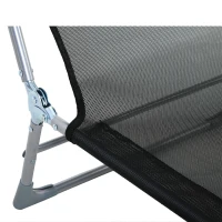 Outsunny Sdraio da Giardino Pieghevole con Schienale Reclinabile  e Cuscino, in Metallo e Texteline, 182x56x28 cm, Nero(m-7)