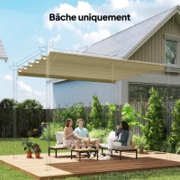 Outsunny Toile de toit pour pergola tonnelle rétractable de 3 x 3 m - toile uniquement 250 x 255 cm beige(m-2)