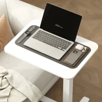 HOMCOM Mesa para Ficar em Pé Regulável em Altura incl. 4 Rodas Forma em C 65 cm x 48 cm x 73-110 cm Branco(m-5)