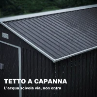 Outsunny Casetta da Giardino con 2 Porte Scorrevoli e 4 Prese d'Aria, in Acciaio, 322x277x192 cm, Grigio(m-6)