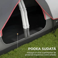 Outsunny Cort de Camping pentru 6 Persoane cu 2 Camere Separate, Poliester și Fibră de Sticlă, 450x215x180 cm, Gri(m-6)