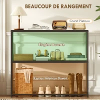 HOMCOM Table Console en Acier 2 Étagères Design Moderne pour Salon Entrée Couloir 100 x 30 x 87 cm Noir(m-4)