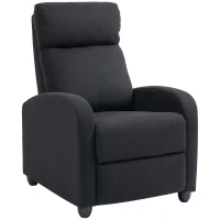 HOMCOM Relaxsessel, verstellbar 135°, ausziehbare Fußstütze, gepolsterte Lehnen, Leinen-Polyester, Schwarz(m-8)