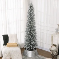HOMCOM 7ft Artificial Snowy Pencil Christmas Tree - White(m-10)