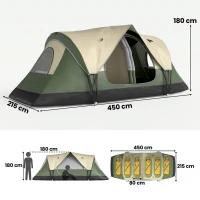Camping Tent for 6 Man with 2000mm Waterproof Rainfly and Carry Bag for Fishing Hiking Festival, Dark Green(m-3)