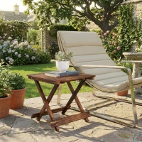 Outsunny Fir Wood Folding Coffee Table, Lightweight Small Garden Table with Slatted Top, Portable Folding Side Table for Balcony(m-10)