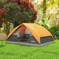 Outsunny Tenda da Campeggio per 3 Persone Impermeabile con Tasche, Gancio per Lanterna e Borsa di Trasporto, Arancione(m-10)