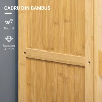 HOMCOM Dulap de Baie Subțire din Bambus, Dulăpior Economisire Spațiu cu 4 Rafturi și Ușă cu Lamele, Natural(m-5)
