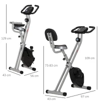 HOMCOM Vélo d'Appartement Pliable Magnétique Cardio-training - Sport Maison avec 8 Niveaux de Résistance et Roulettes - Silencieux Home Trainer avec Capteur de Pouls pour Fitness Homme et Femme, Noir(m-3)