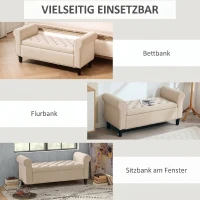 HOMCOM Sitzbank im Vintage-Design, Sitzbank mit Stauraum, Samtoptik, Beige(m-7)