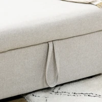 HOMCOM Divano Letto Angolare con Seduta 2 Posti e Penisola, Vano Contenitore e 2 Cuscini in Tessuto, Crema(m-8)