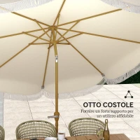 Outsunny Ombrellone da Giardino Rotondo 2.7x2.4 m con Manovella, in Metallo e Poliestere, Beige(m-8)
