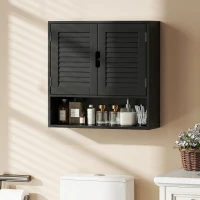 HOMCOM Bathroom Cabinet, Wall Mounted Storage Cabinet with Adjustable Shelves, 60 x 20 x 60 cm, Black(m-10)