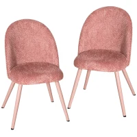 HOMCOM Juego de 2 Sillas de Comedor de Terciopelo con Asiento Acolchado Rosa(m-1)