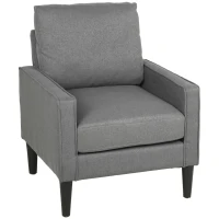HOMCOM Accent Chair, Removable Pillow Linen Armchair with Comfy Spring Cushion for Living Room, Bedroom, Study, Dark Grey(m-1)