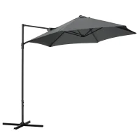 Outsunny Parasol déporté octogonal mât en acier diamètre 256 cm gris anthracite(m-1)
