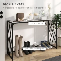 HOMCOM Console Table, Industrial Sofa Table with Metal Frame for Living Room, Hallway, 120 cm, Grey(m-4)