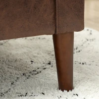 HOMCOM Canapea modernă cu 2 locuri, tapițerie din material textil cu aspect de piele respirabilă și picioare din lemn, 130x78x85 cm, maro închis(m-9)