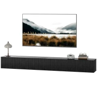 HOMCOM 180cm Floating TV Stand, Wall Mount TV Unit with Cable Management Hole, Fits up to 72" TV, Black(m-11)