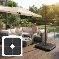 Outsunny Schirmgewicht, 4-tlg. Schirmständer, mit 80 kg Wasser oder 120 kg Sand befüllbar, HDPE, Schwarz, 100 x 100 x 9,5 cm(m-9)