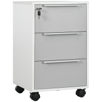 HOMCOM Three-Drawer Locking Filing Cabinet - Grey/White
