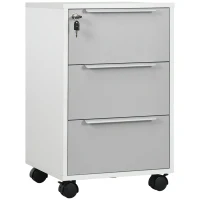 HOMCOM Three-Drawer Locking Filing Cabinet - Grey/White(m-1)