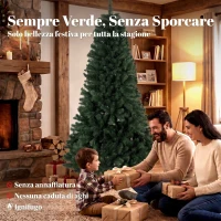 HOMCOM Albero di Natale 200 cm Artificiale con 1000 Rami Ignifughi, Base in Metallo Pieghevole, Verde(m-4)