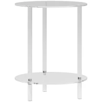 HOMCOM Tavolino Basso Rotondo a 2 Livelli in Acrilico per Interni, Ø40x50 cm, Trasparente(m-1)