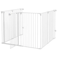 PawHut Barreira de segurança parque cercado para cães dobrável modular 6 painéis com porta altura 100 cm branco(m-7)