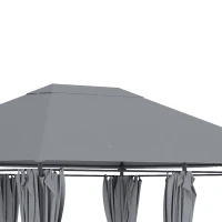 Outsunny Gazebo 3x4 m con 6 Pareti Rimovibili, 8 Fori di Drenaggio e 12 Picchetti, in Acciaio e Poliestere, Grigio e Nero(m-9)