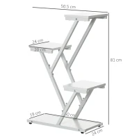 Outsunny Scaletta Portavasi a 4 Livelli per Interni ed Esterni in MDF e Acciaio, 50.5x24x81 cm, Bianco(m-3)