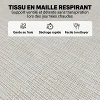 Outsunny Lot de 2 bain de soleil transat pliable dossier inclinable multi-positions acier lacets élastiques textilène crème(m-5)