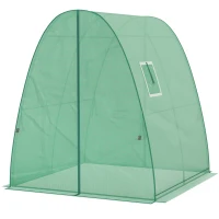 Outsunny Estufa arqueada com sacos de areia e cobertura de plástico, 2 portas de enrolar, janelas em tela, portátil, 1,8 x 1,8 x 2 m, Verde(m-7)