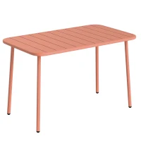 Outsunny Table de Salle à Manger Extérieure 120x70cm pour 4 Personnes, Table de Jardin Rectangulaire avec Plateau à Lattes, Rouge(m-1)