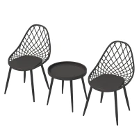 Outsunny 3-Piece Outdoor Bistro Set with 2 Chairs and Round Table for Garden, Balcony, Porch, Black(m-12)