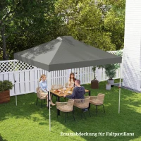 Outsunny Pavillon-Dach Ersatz UV50+ wasserfest mit 8 Abflusslöchern 3 x 3 m, Hellgrau(m-9)