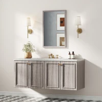 HOMCOM Wall Bathroom Mirror, 40 x 60 cm Wall-Mounted Mirror for Living Room, Bedroom, Hallway, Grey(m-2)