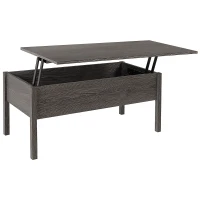 HOMCOM Couchtisch 2-in-1 Design Couchtisch und Esstisch Höhenverstellbar Natur(m-10)