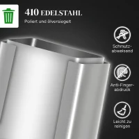HOMCOM Coș de gunoi cu 2 compartimente de 20L cu pedală și capac silențios, din oțel inoxidabil și PP, 41,8x36,7x58 cm(m-5)