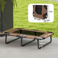 PawHut Erhöhtes Hundebett klappbar Haustierbett, Outdoor Hundeliege mit Netzdesign Kaffee Oxford 75 x 51 x 18 cm(m-3)