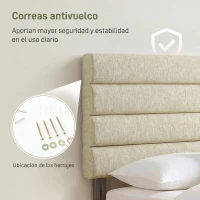 HOMCOM Cabecero de Cama 140 cm Tapizado en Lino Altura Ajustable de 3 Niveles 106/116/126 cm Montado a la Pared Beige(m-7)