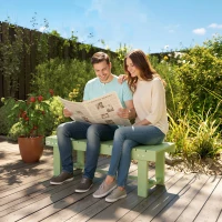 Outsunny Wooden Garden Bench, Backless Outdoor Loveseat with Slatted Seat, Light Green(m-9)