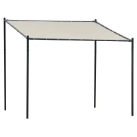 Outsunny Gazebo Pergola Addossata da Giardino 3x3m in Metallo e Poliestere Beige(m-11)