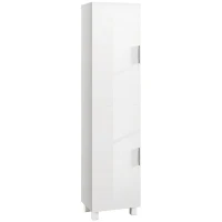HOMCOM Colonna Bagno Moderna con 2 Armadietti e Ripiani Regolabili, 40x30x167.5 cm, Bianco(m-1)