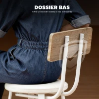 HOMCOM Lot de 2 tabourets de bar, chaises de bar, assise rembourrée 75,5H cm, dossier et repose-pieds, bois naturel et blanc(m-5)